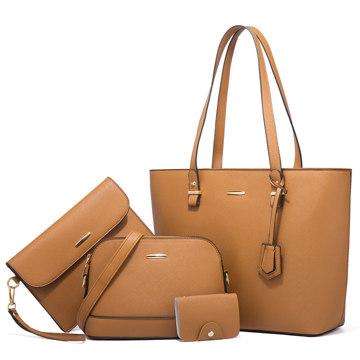 Four Piece Large Tote Bag - Tan