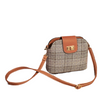 Checked Print Shell Cross Bag - Brown