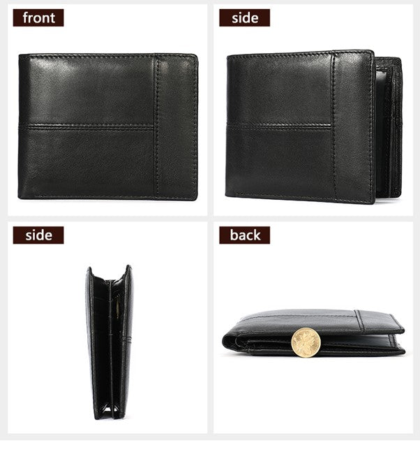 Men's Leather Multilayer Wallet - Black