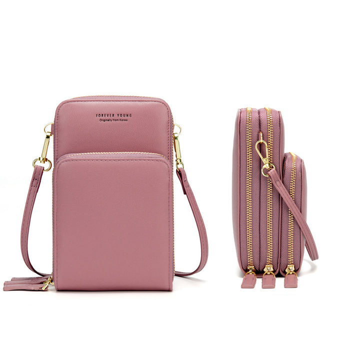 Three Layers Crossbody Phone Bag - Pink