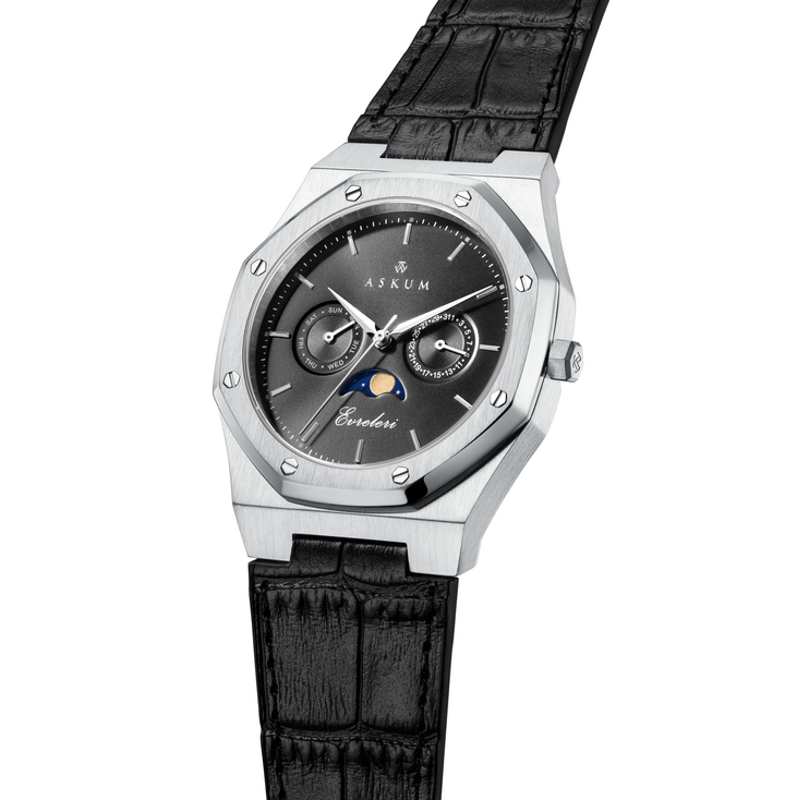 Evreleri Chronograph Leather - Silver Black