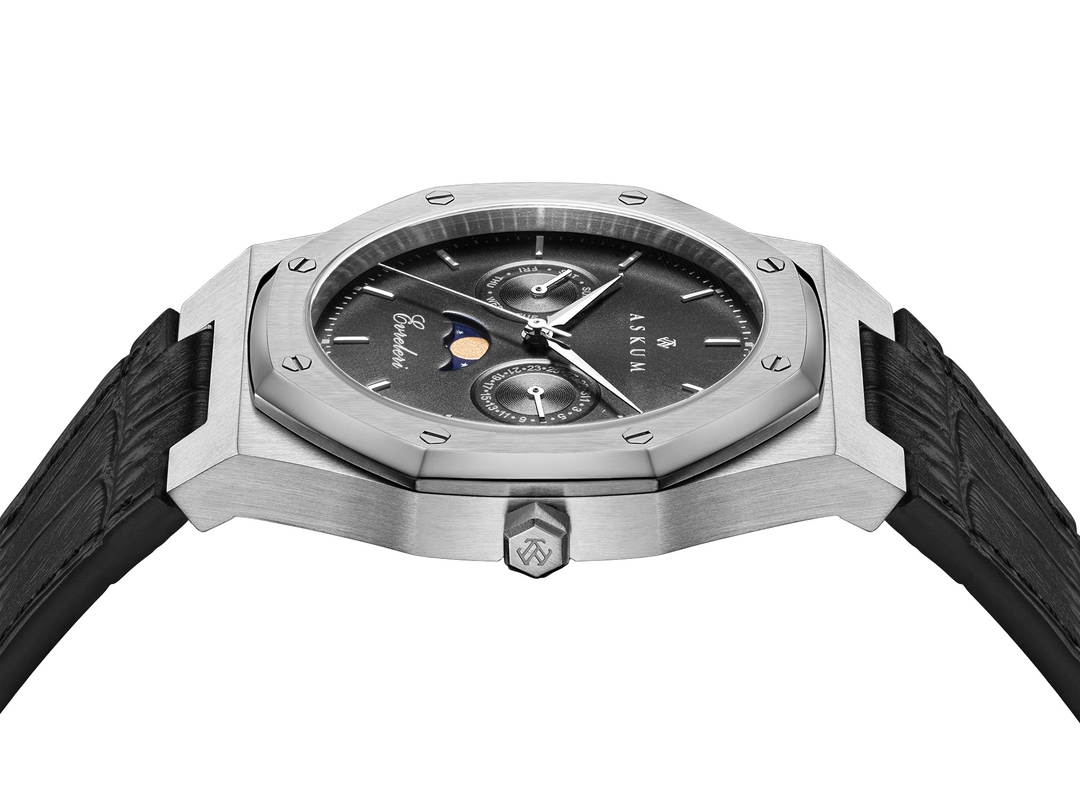 Evreleri Chronograph Leather - Silver Black