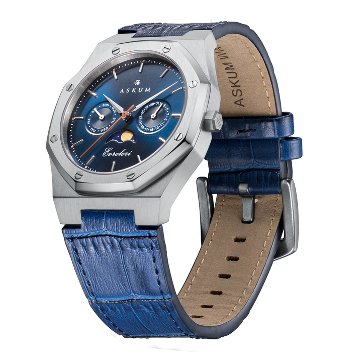 Evreleri Chronograph Leather - Silver Blue