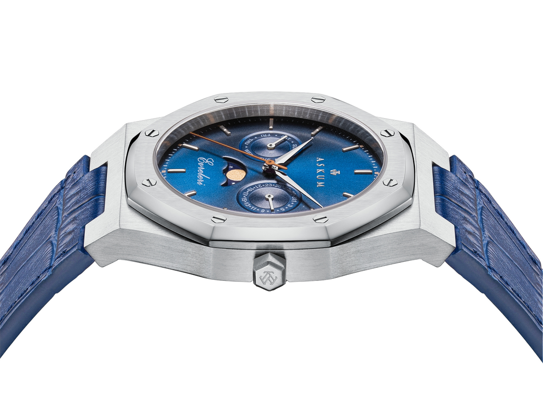 Evreleri Chronograph Leather - Silver Blue